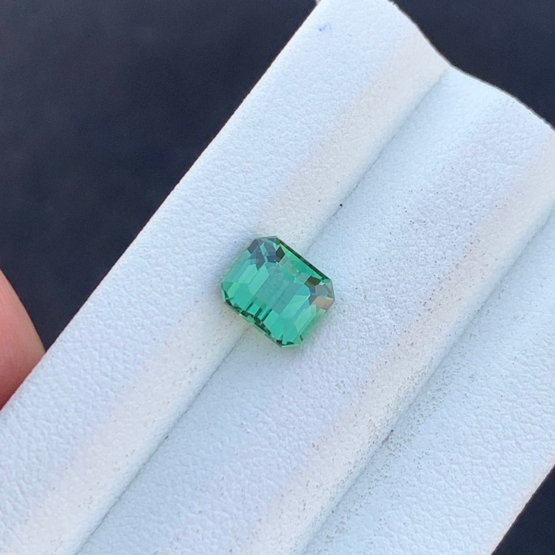 Natural Blue Green Tourmaline Gemstone: Afghani Rectangle Cut, 1.65 Carat - 3