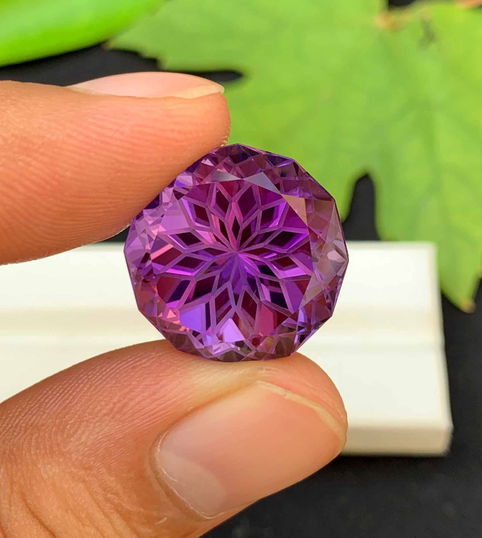 Natural Amethyst Gemstone: Precision Flower Cut, 30 Carats, February Birthstone - 2