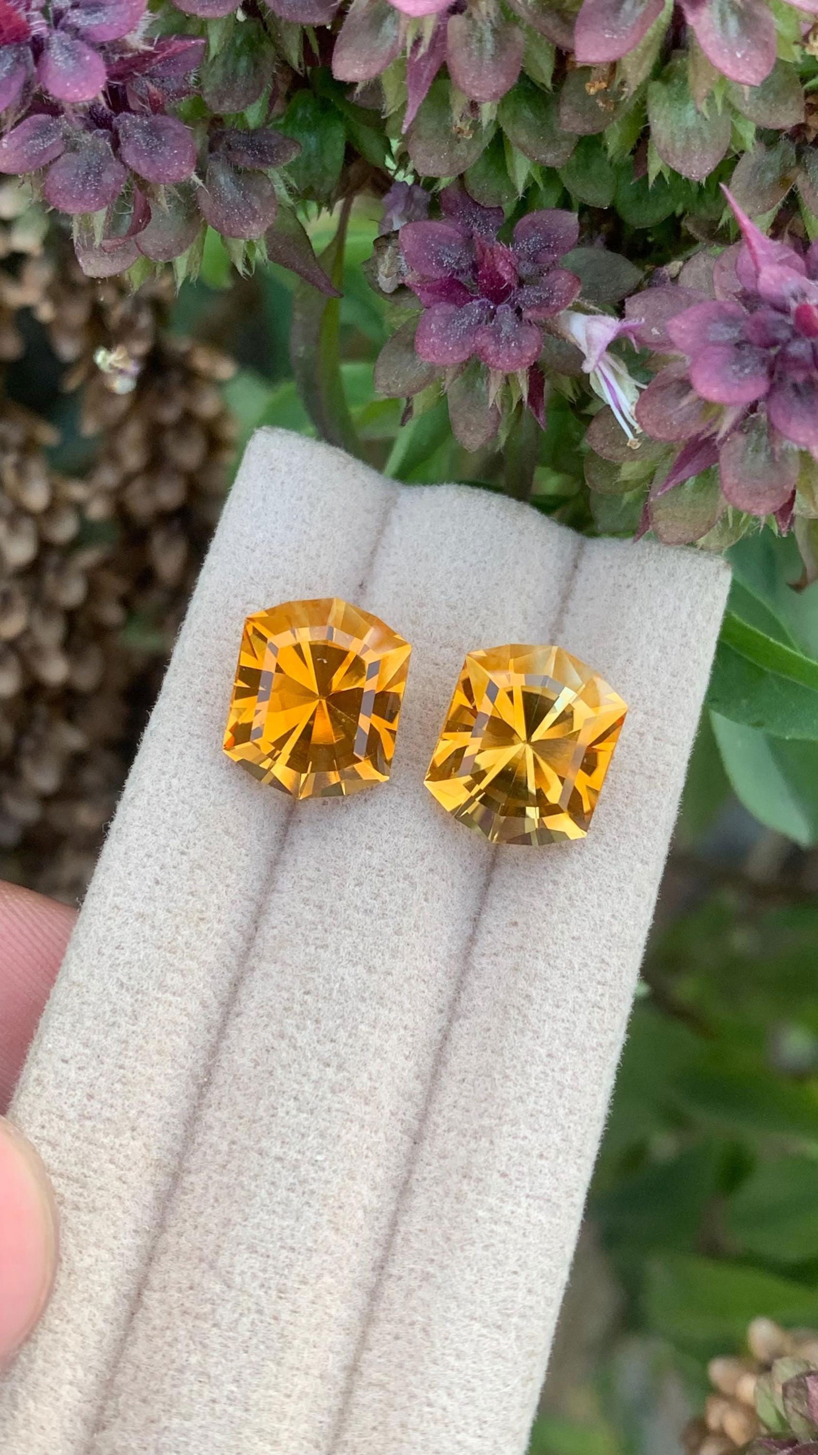 Fancy Cut Citrine Gemstone Pair: Brownish Orange, 10.40 Carat: Title:Fancy Cut Citrine Gemstone Pair: Brownish Orange, 10.40 Carat Description:Materials: Gemstone: Citrine Carat weight: 10.40 Metaphysical Properties: - Known as the "success stone," citrine is bel