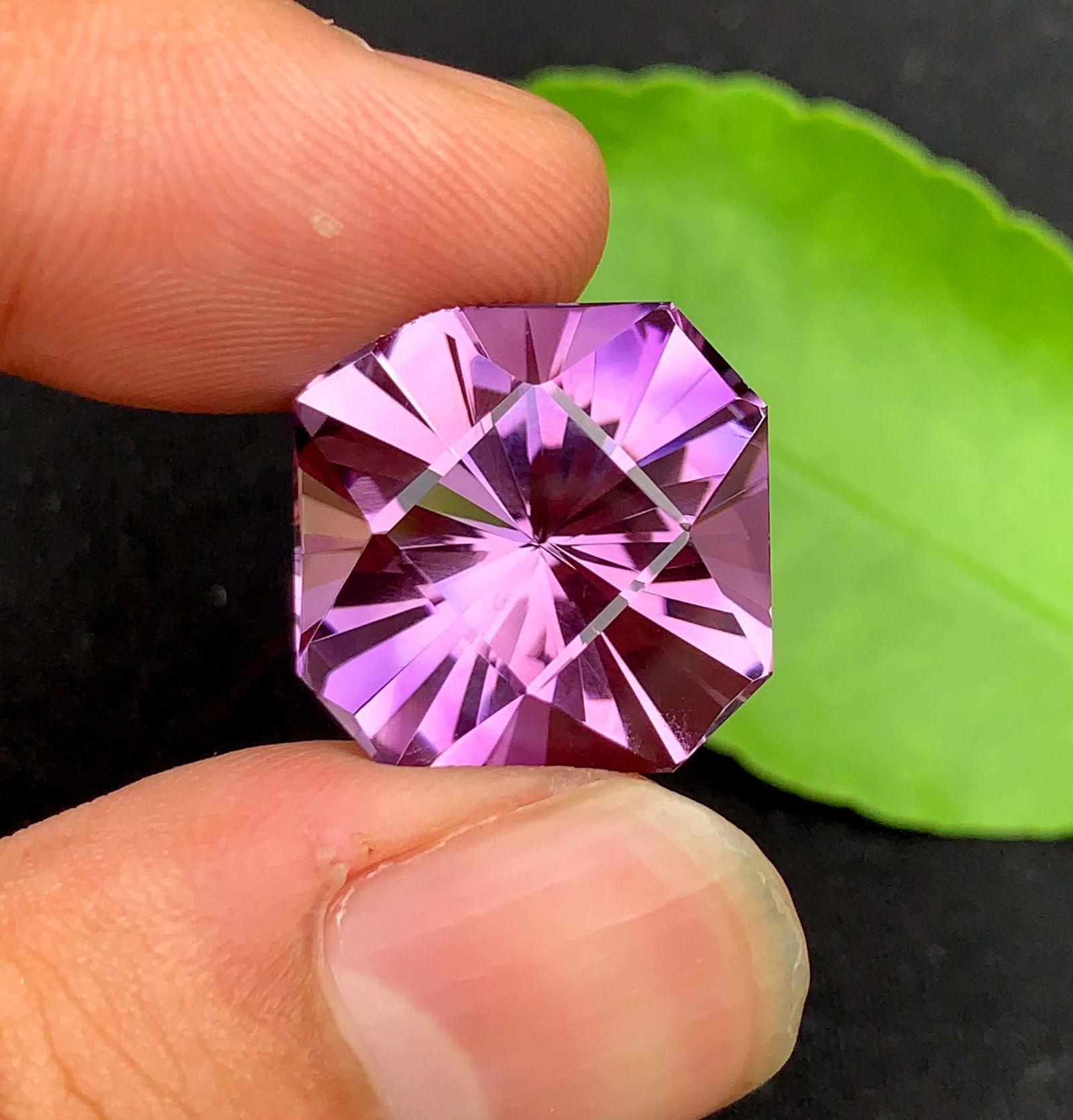 Fancy Cut Amethyst Citrine Gemstone Pair: February Birthstone, 40 Carat (17x17x12 mm) - 4