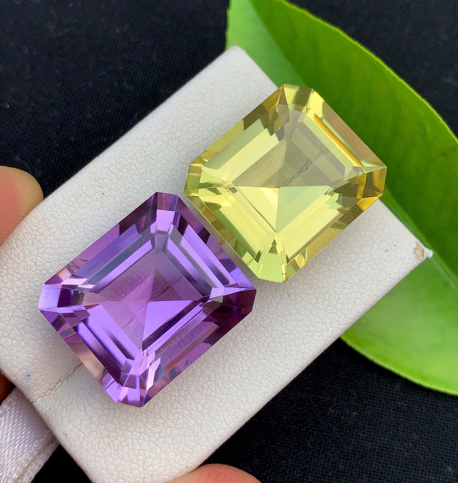 Natural Amethyst & Citrine Gemstone Pair: Fancy Cut February Birthstone (34.10 Carat) - 2