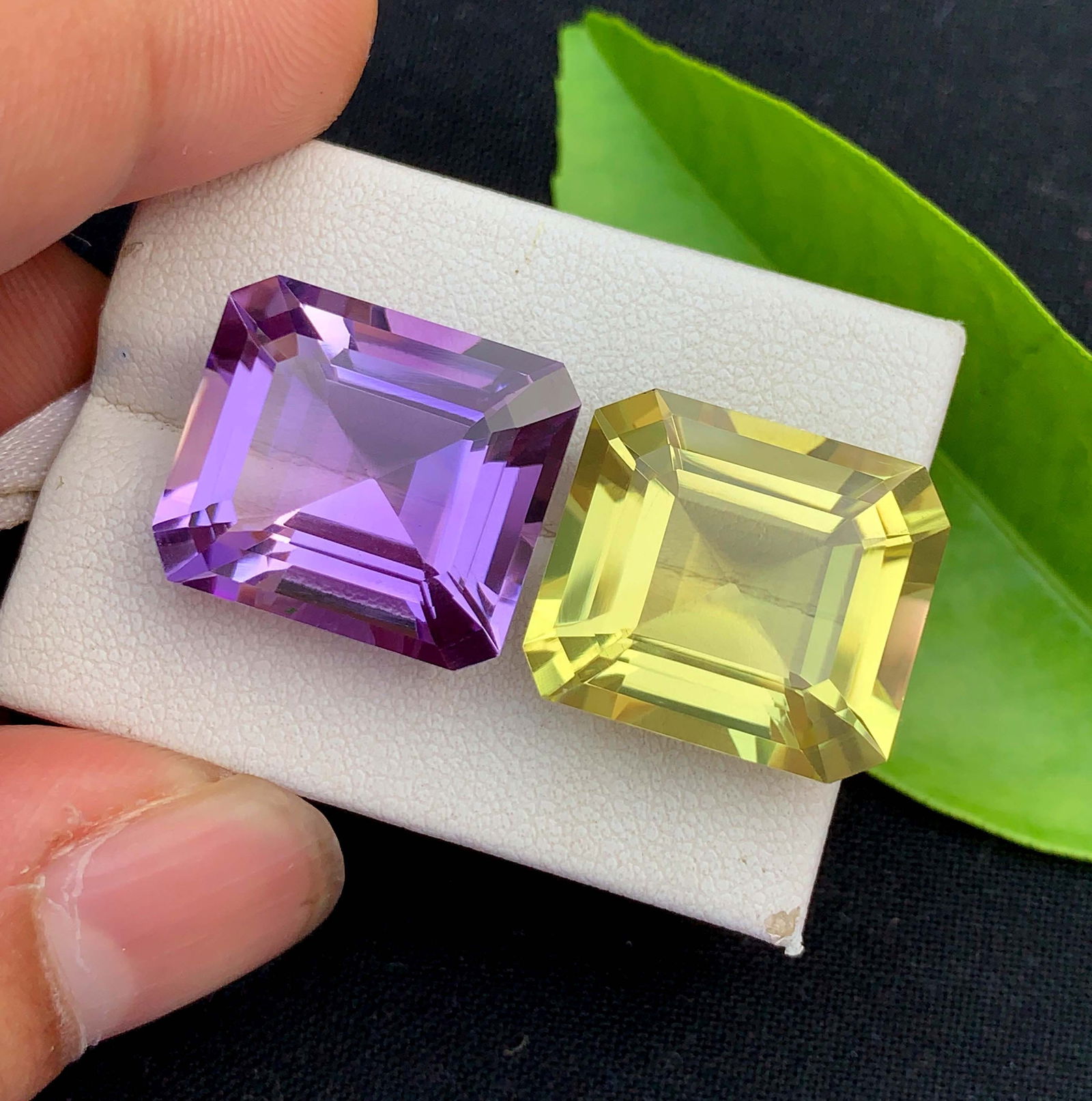 Natural Amethyst & Citrine Gemstone Pair: Fancy Cut February Birthstone (34.10 Carat) - 4