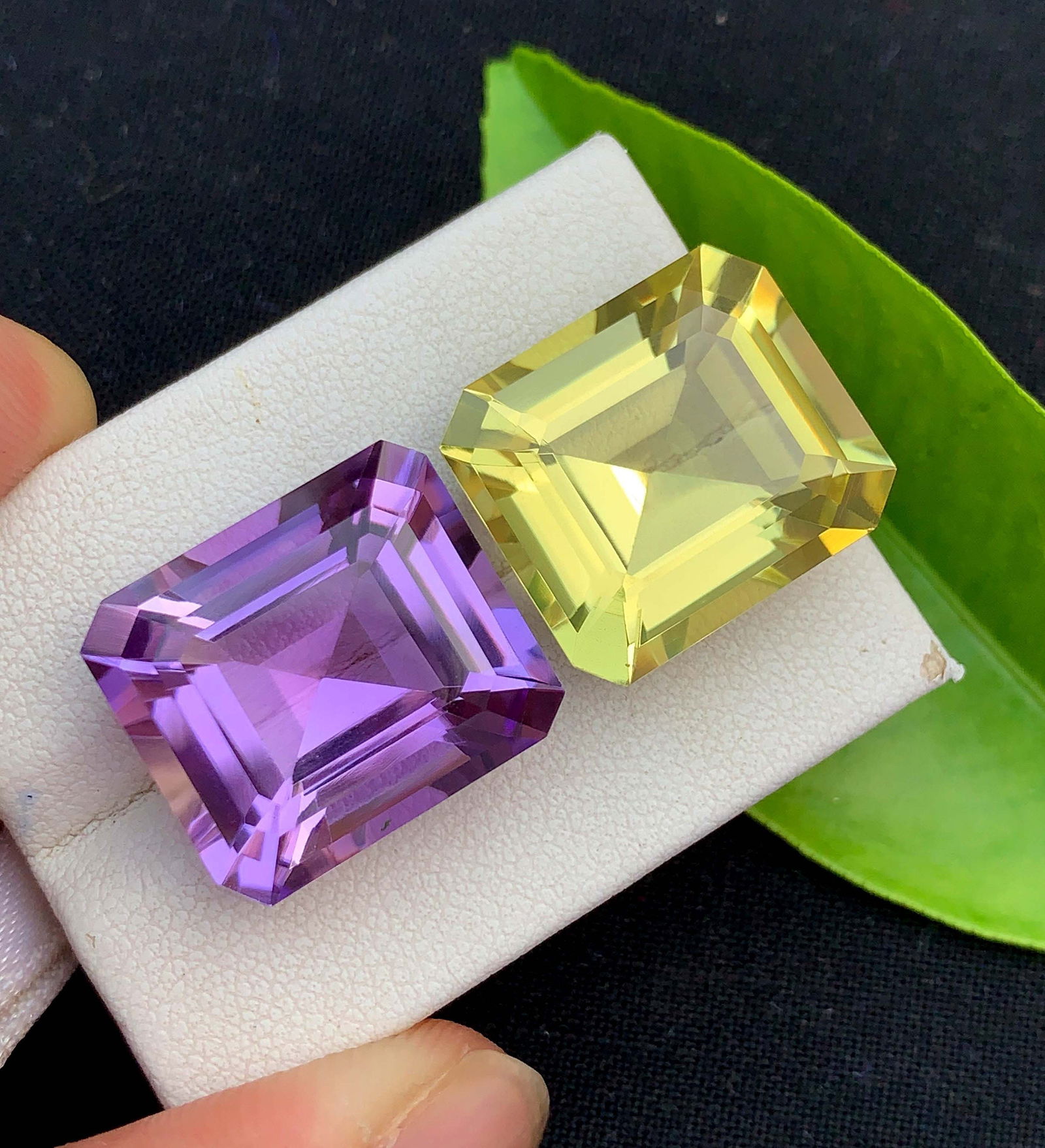 Natural Amethyst & Citrine Gemstone Pair: Fancy Cut February Birthstone (34.10 Carat) - 5