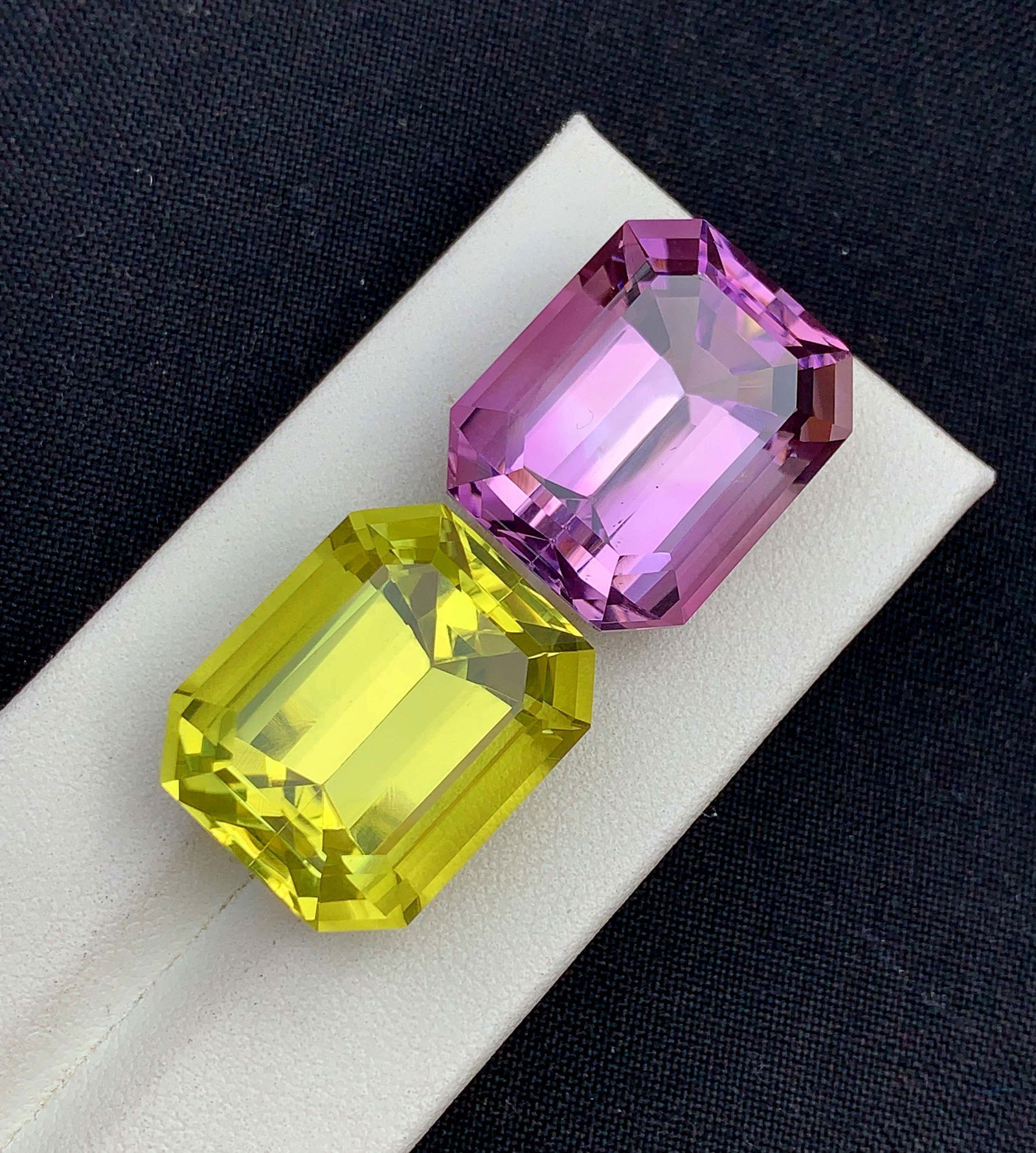 Fancy Cut Amethyst Citrine Gemstone Pair: February Birthstone (61.80 Carat) - 2