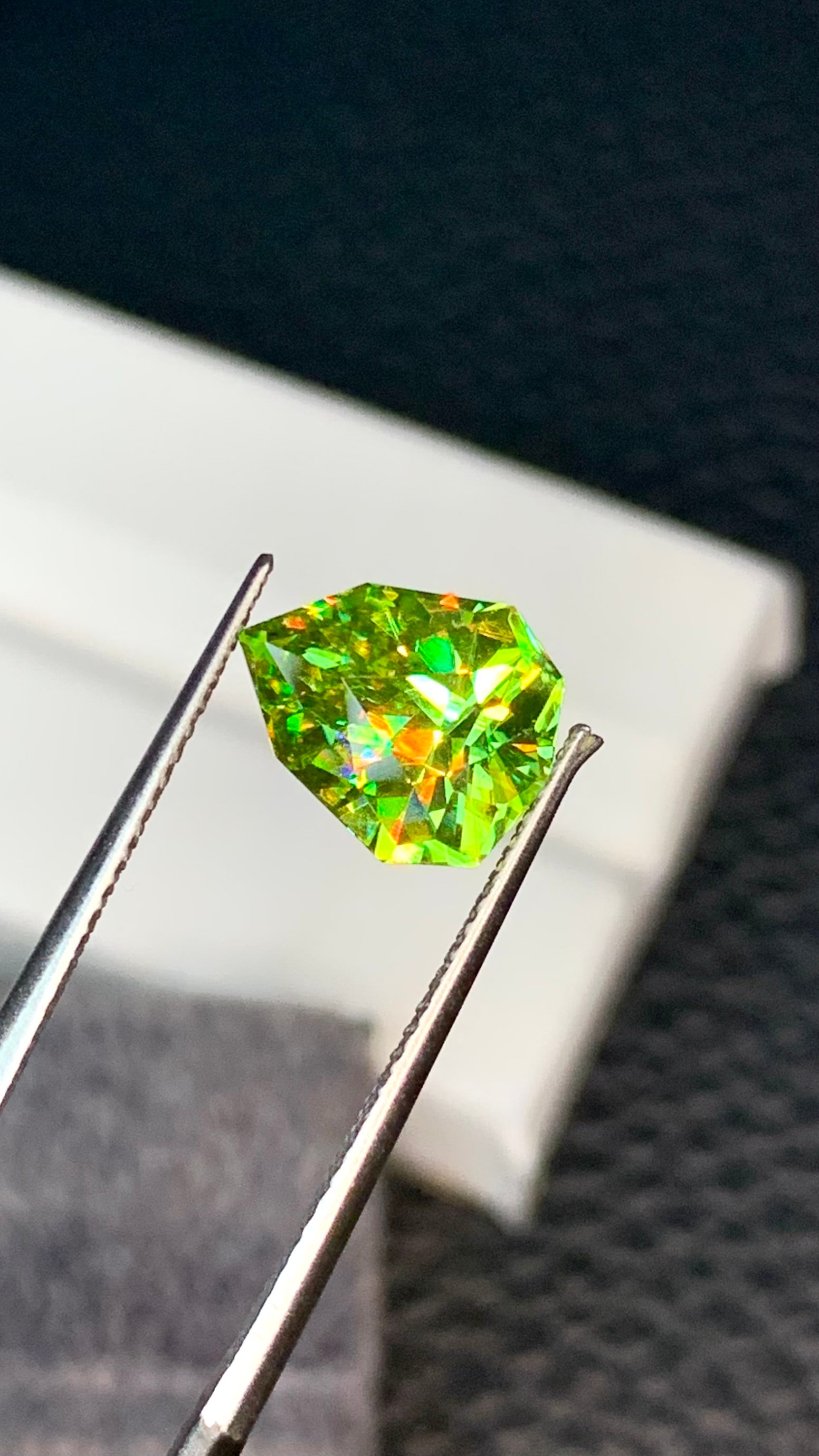 3.10 Carats Multi Color Sphene Gemstone: Details SKU Dimensions (mm) 10.44 x 8.7 x 5.87 mm Weight (cts) 3.1 Treatment No Treatment Shape Fancy, Pentagon Type Faceted Clarity N/A Colours