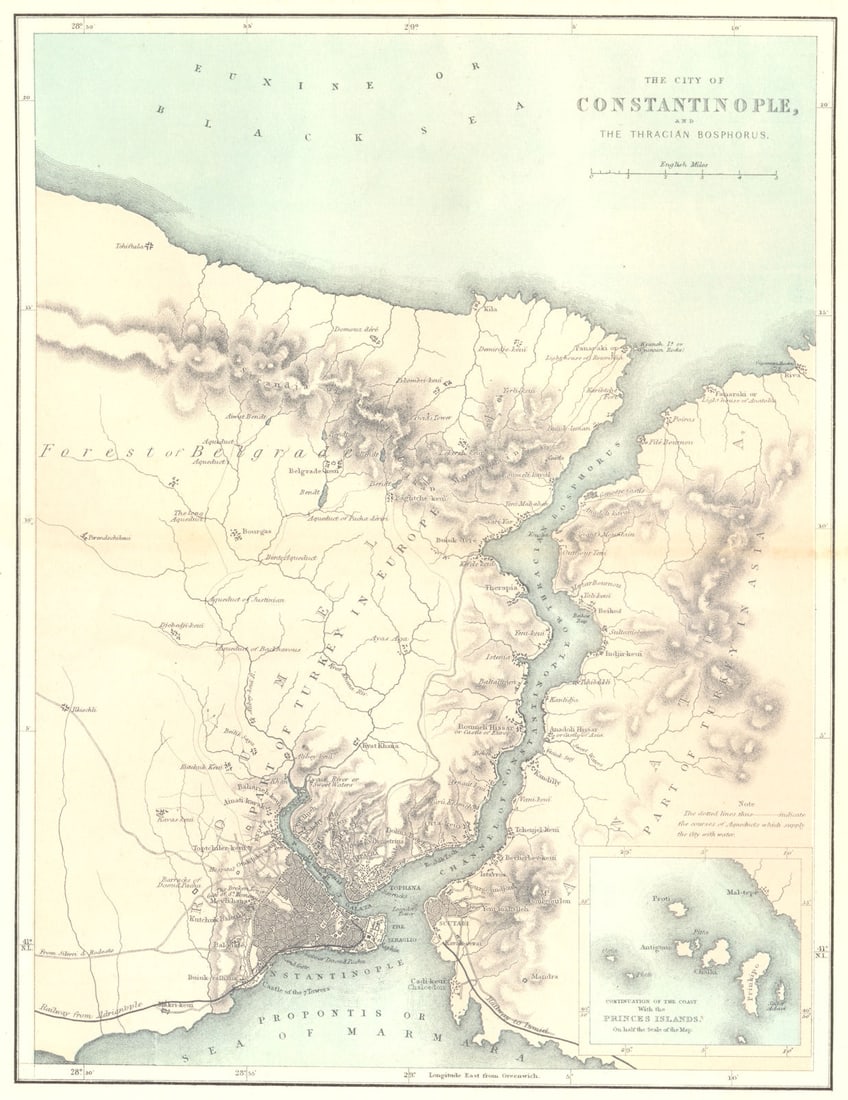 TURKEY. Istanbul & Thracian Bosphorus c1885 old antique vintage map plan chart: Title: TURKEY. Istanbul & Thracian Bosphorus c1885 old antique vintage map plan chart Description: The city of Constantinople, and the Thracian Bosphorus' by Reclus, Élisée. Published