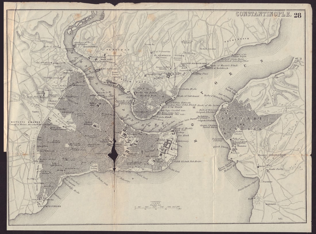 TURKEY. Constantinople. Istanbul. town city plan 1882 old antique map chart: Title: TURKEY. Constantinople. Istanbul. town city plan 1882 old antique map chart Description: Constantinople' by Bradshaw, George. Published 1882. Antique engraved map. Size 20 x 28 cm | 8.0 x 11.0
