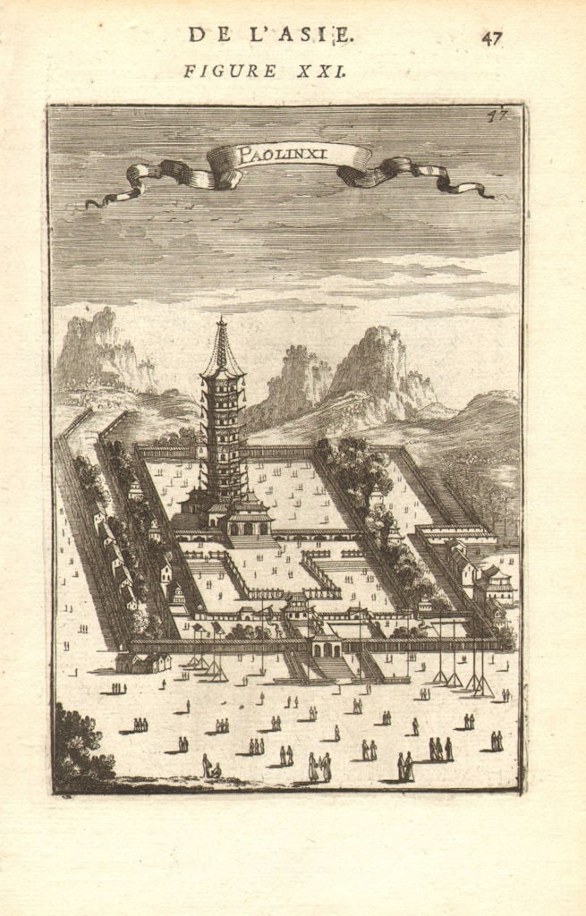 NANKING (NANJING). Paolinxi (Ming Xiaoling Mausoleum 明孝陵). China. MALLET 1683: Title: NANKING (NANJING). Paolinxi (Ming Xiaoling Mausoleum 明孝陵). China. MALLET 1683 Description: Paolinxi' (De L'Asie) by Mallet, Allain Manesson. Published 1683. Original 17th c