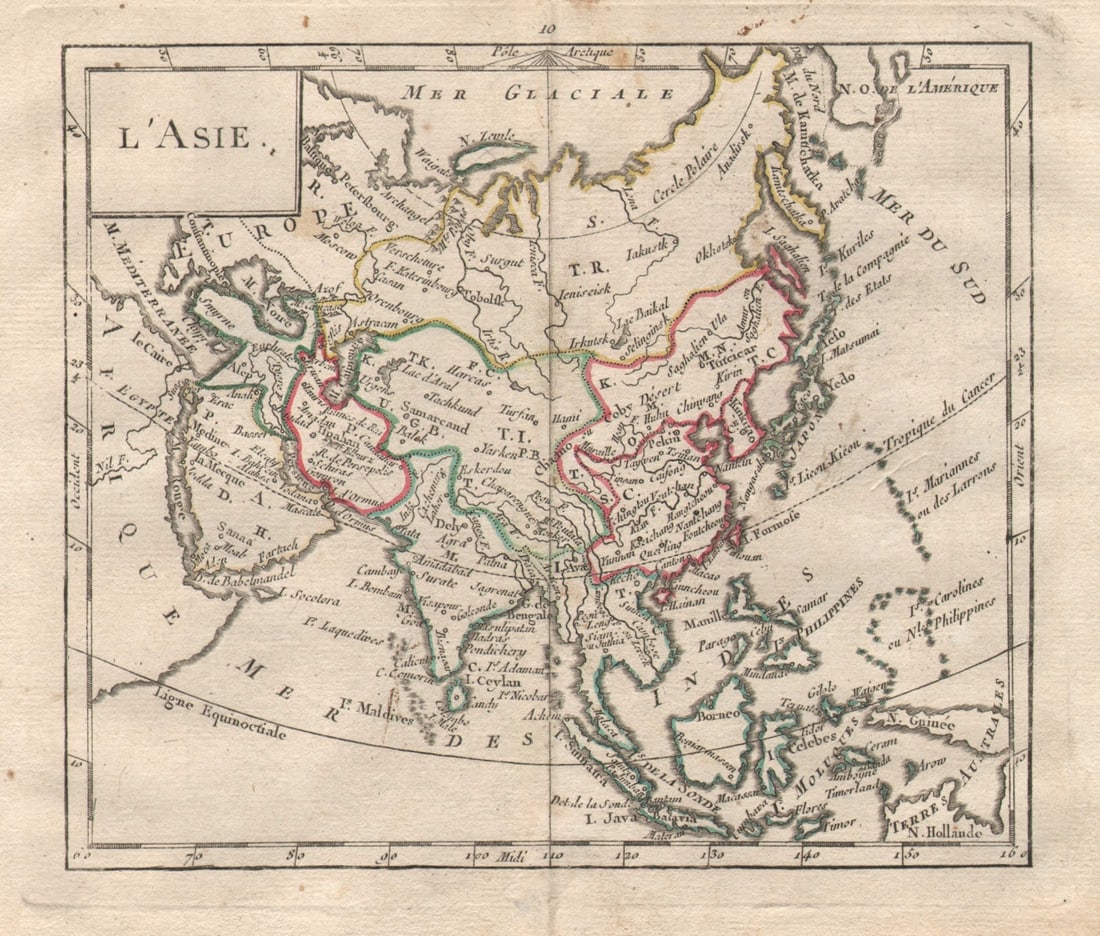 L'Asie by BRION DE LA TOUR. Asia Persia Tartary China 1777 old antique map (1 of 1)