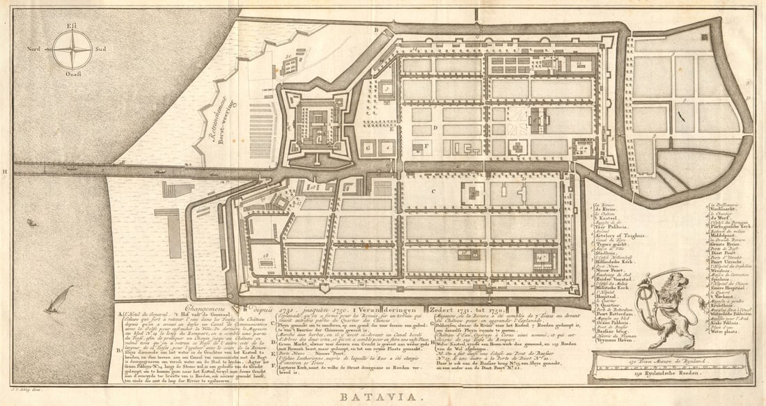 Batavia avec tous ses changemens…'. Jakarta, Indonesia. BELLIN/SCHLEY 1753 map: Title: Batavia avec tous ses changemens…'. Jakarta, Indonesia. BELLIN/SCHLEY 1753 map Description: Batavia avec tous ses changemens, depuis 1731 jusqu’à 1750 [Batavia showing all its