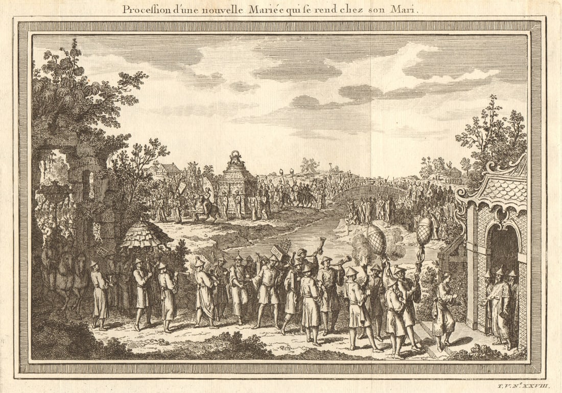 Procession d’une nouvelle mariée' Newly-wed bride China bridal litter jiao 1748: Title: Procession d’une nouvelle mariée' Newly-wed bride China bridal litter jiao 1748 Description: Procession d’une Nouvelle Mariée qui se rend chez son Mari [Procession of a