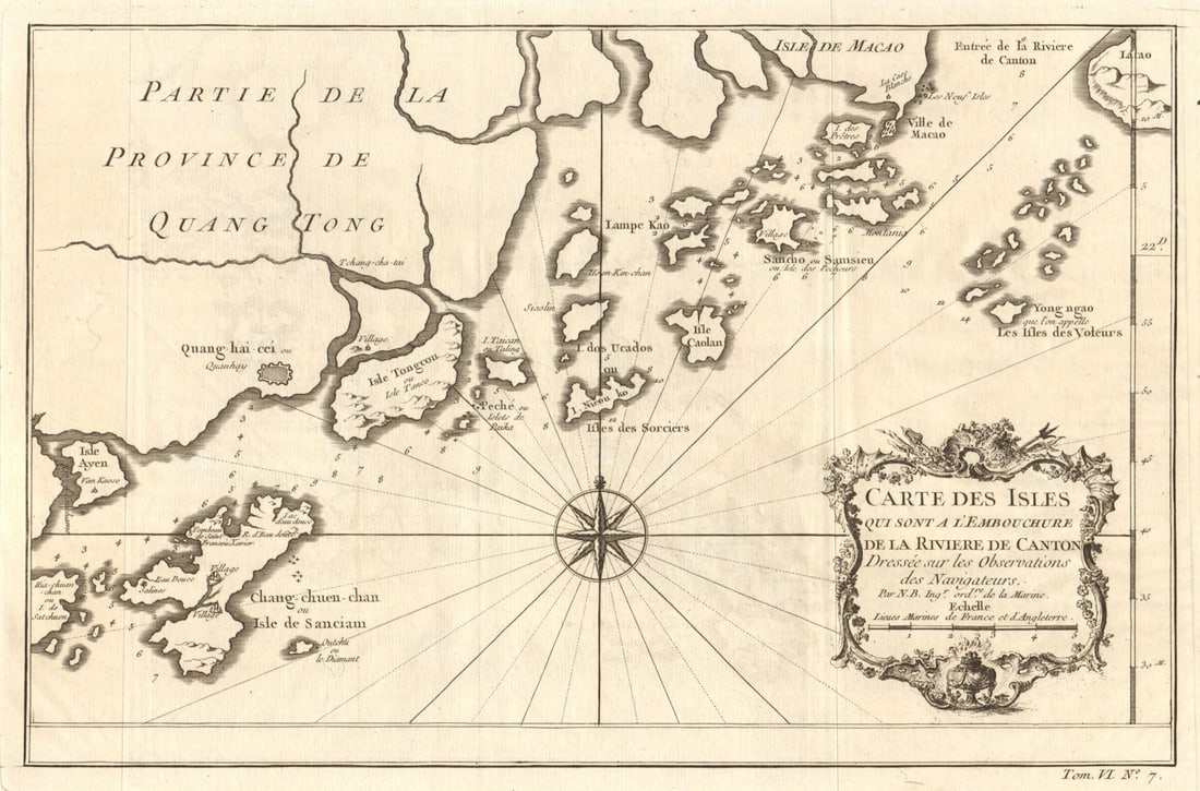 Pearl River delta. Macau Lantau Chuanshan Wanshan islands Zhuhai BELLIN 1748 map (1 of 1)