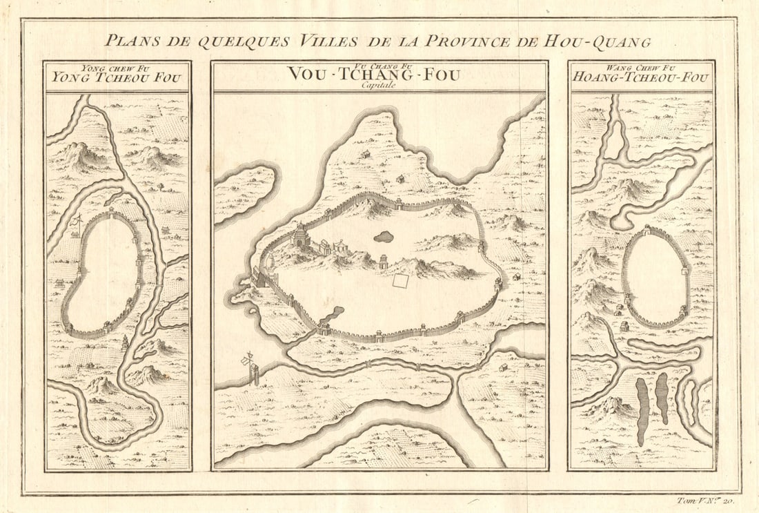 China. Yongzhou, Hunan. Wuchang/Wuhan & Huangzhou, Huanggang, Hubei 1748 map: Title: China. Yongzhou, Hunan. Wuchang/Wuhan & Huangzhou, Huanggang, Hubei 1748 map Description: Plan de quelques Villes de la Province de Hou-Quang; Yong Chew Chew Fu ou Yong Tcheou Fou; Vu Chang Fu,