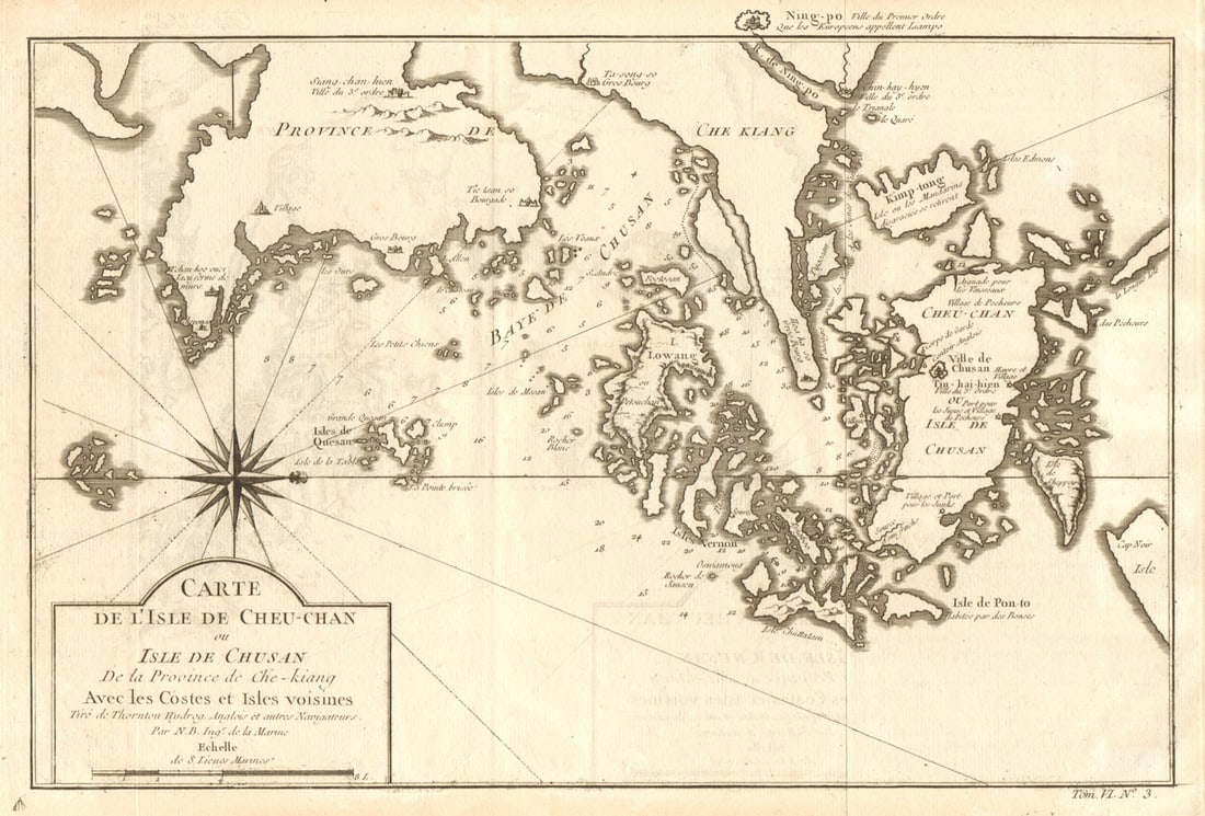 L’lsle de Cheu-Chan'. Ningbo city & Zhoushan island, China. BELLIN 1748 map (1 of 1)