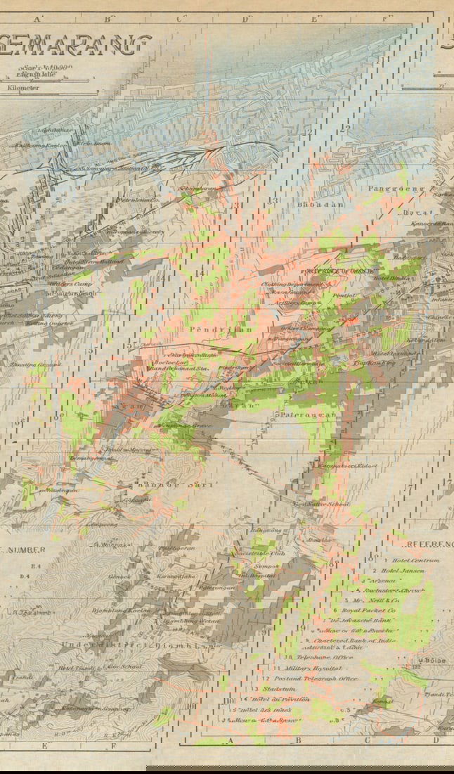 Semarang antique town city plan. Central Java. Indonesia 1920 old map (1 of 1)