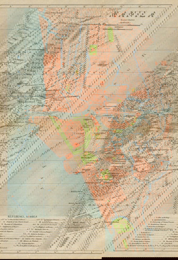 Manila antique town city plan. Philippines 1920 old map chart: Title: Manila antique town city plan. Philippines 1920 old map chart Description: Manila'. Imperial Japanese Government Railways. Published 1920. Antique colour map. Size 28 x 19 cm | 11.0 x 7.5