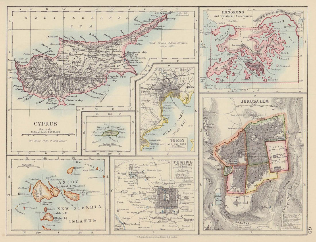 CYPRUS HONG KONG TOKYO PEKING JERUSALEM. City plans. Anzhu islands 1910 map (1 of 1)