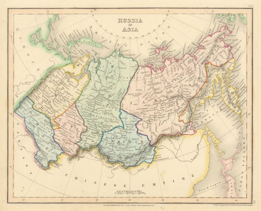 Russia in Asia by John Dower. Irkutsk Iakutsk Kamchatka Tomsk Yeniseisk 1845 map (1 of 1)