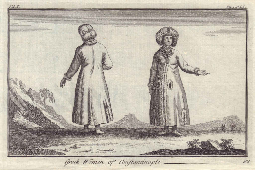 Antique print of Greek Women of Constantinople (Istanbul). TOURNEFORT 1718: Title: Antique print of Greek Women of Constantinople (Istanbul). TOURNEFORT 1718 Description: Greek Women of Constantinople [Istanbul] by Tournefort, Joseph Pitton de. Published 1718. Antique
