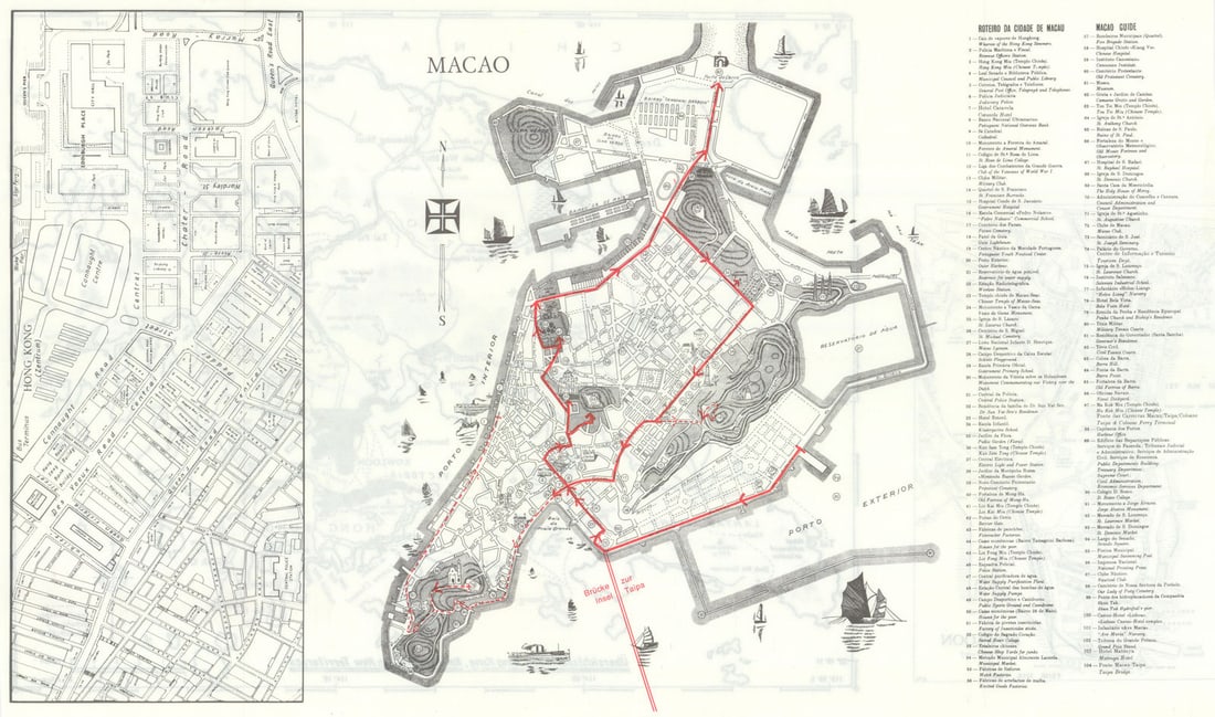 Macao tourist guide map 1975 old vintage plan chart: Title: Macao tourist guide map 1975 old vintage plan chart Description: Macao' by Anonymous. Published Map drawn 1974. Published 1975. Vintage tourist map. Size 30 x 37 cm | 12.0 x 14.5 inches. Condit