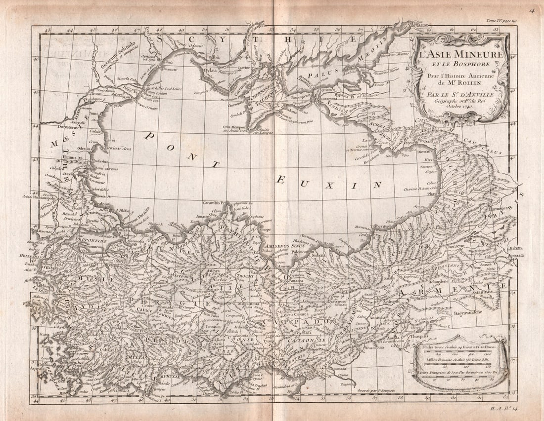 L'Asie Mineure & le Bosphore. Turkey / Anatolia & Black Sea. D'ANVILLE 1740 map (1 of 1)
