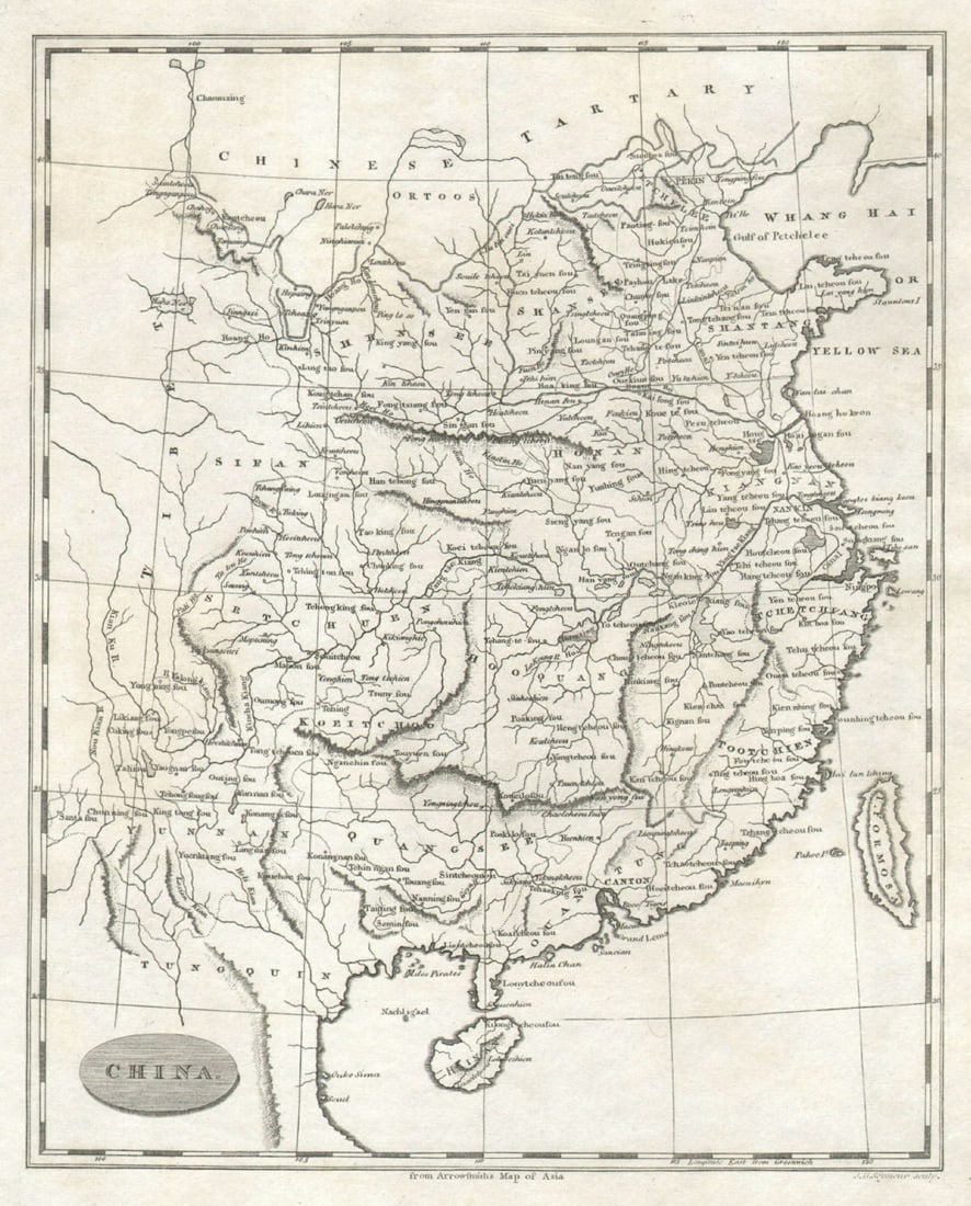 China by Arrowsmith & Lewis 1812 old antique vintage map plan chart (1 of 1)