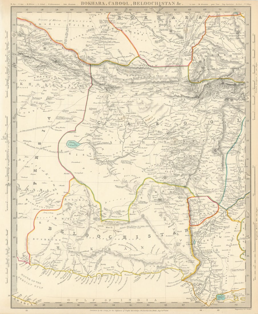BUKHARA KABUL & BALUCHISTAN.Afghanistan Khorassan Sinde Pakistan.SDUK 1844 map (1 of 1)
