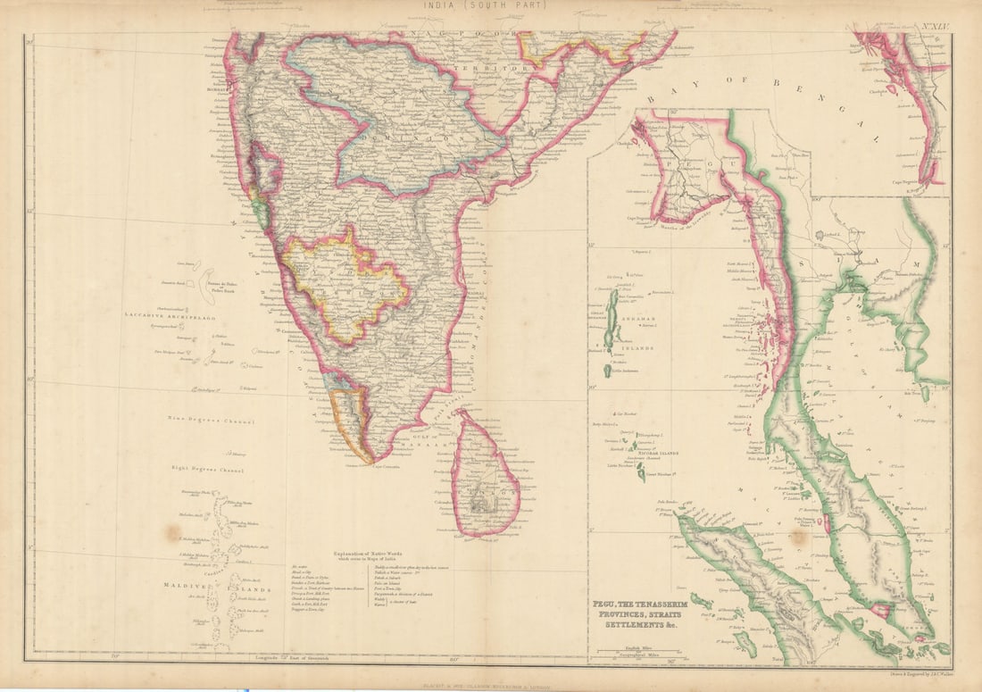 Southern India. Pegu Tenasserim Straits Settlements. Singapore. WELLER 1860 map (1 of 1)