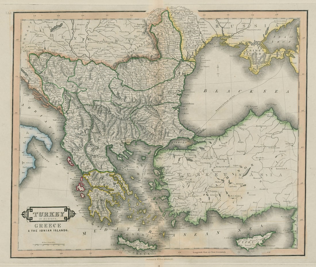 Turkey in Europe, Greece & the Ionian Islands. Balkans & Aegean. LIZARS 1842 map (1 of 1)