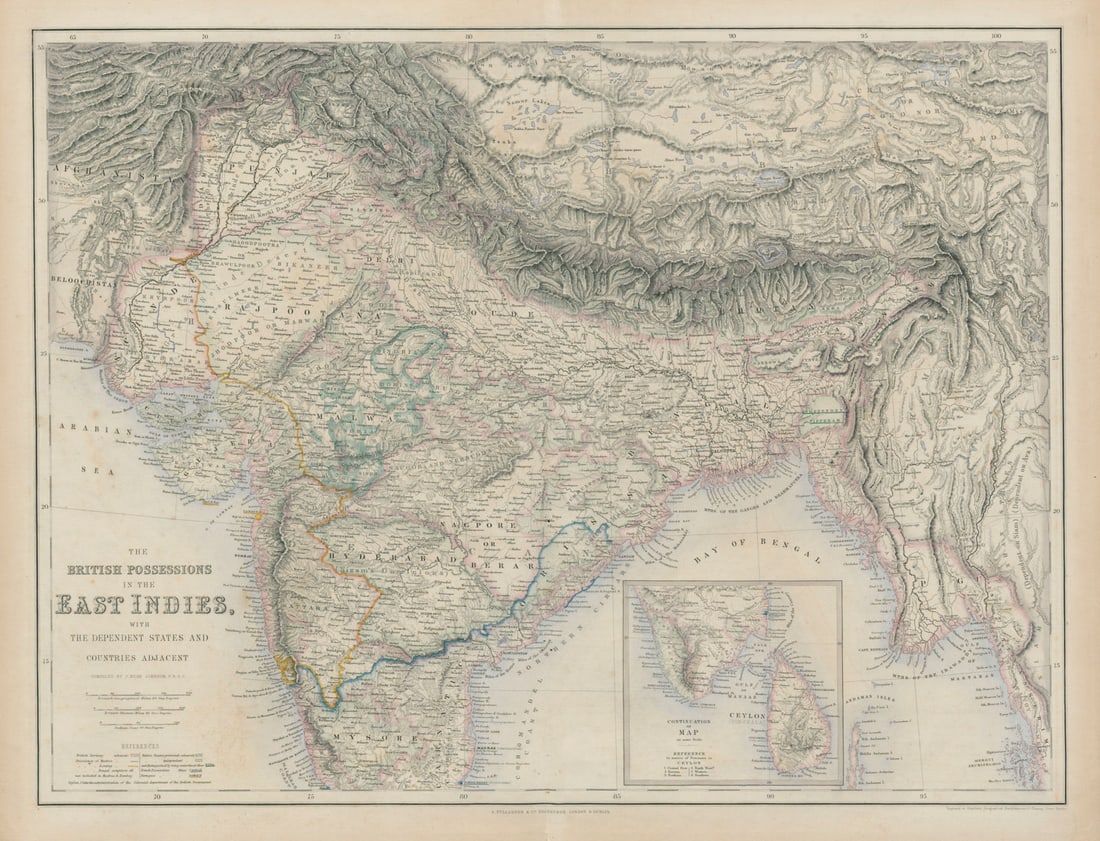 British Possessions in the East Indies… India & Burma. SWANSTON 1860 old map: Title: British Possessions in the East Indies… India & Burma. SWANSTON 1860 old map Description: The British Possessions in the East Indies, with the Dependent States and countries adjacent'. En