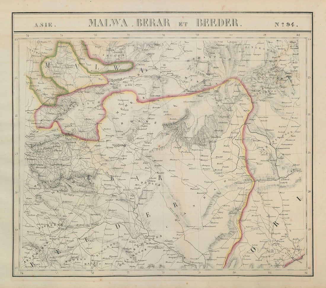 Asie. Malwa, Berar & Beeder #94 Central India Chhattisgarh VANDERMAELEN 1827 map (1 of 1)