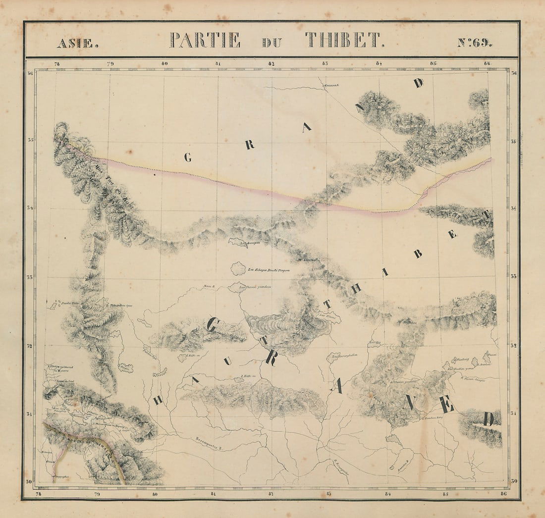 Asie. Thibet #69 Western Tibet. Southern Xinjiang China. VANDERMAELEN 1827 map: Title: Asie. Thibet #69 Western Tibet. Southern Xinjiang China. VANDERMAELEN 1827 map Description: Asie - Partie du Thibet - No. 69'. Western Tibet and southern Xinjiang . Philippe Marie Guillaume