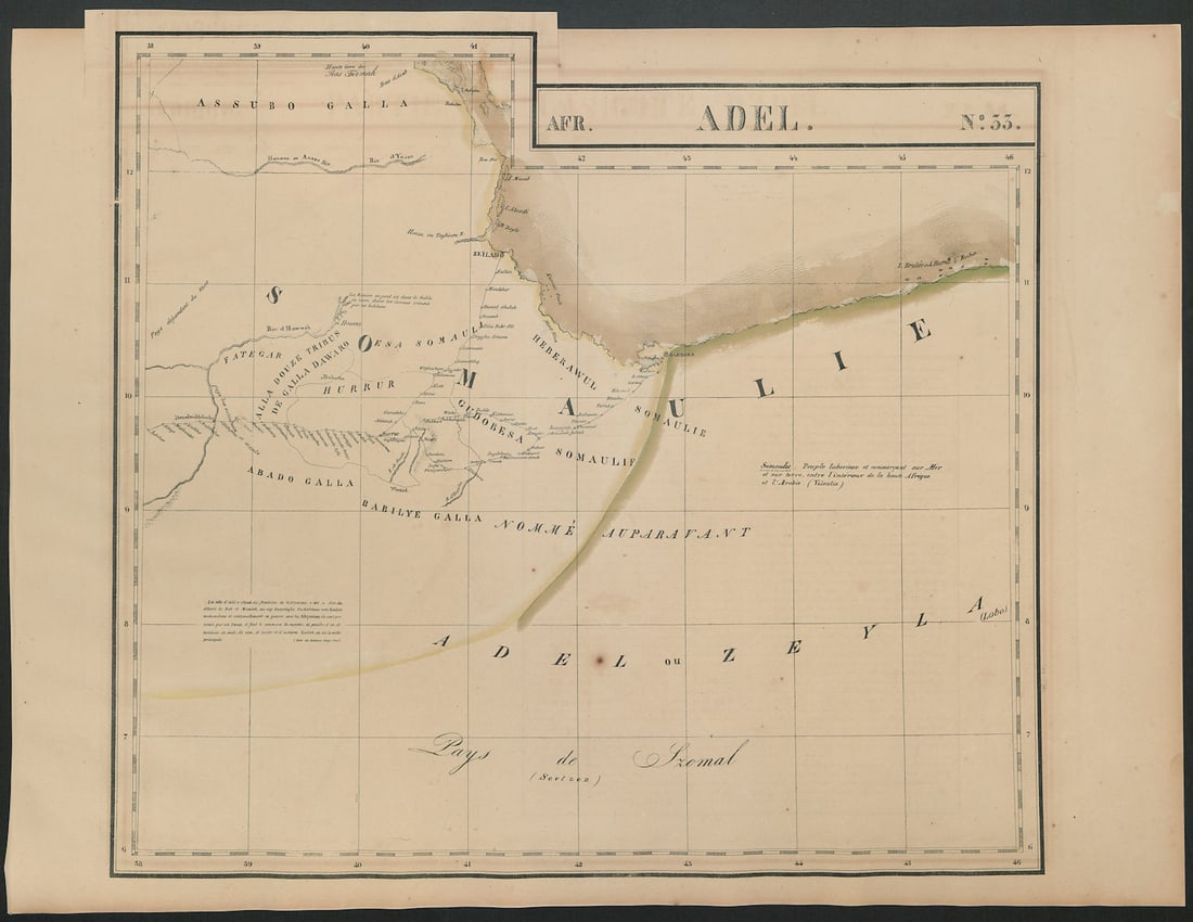 Afrique. Adel #33. Ethiopia Djibouti Somalia Eritrea. VANDERMAELEN 1827 map: Title: Afrique. Adel #33. Ethiopia Djibouti Somalia Eritrea. VANDERMAELEN 1827 map Description: Afrique - Adel - No. 33'. Eastern Ethiopia, Djibouti, northern Somalia and southern Eritrea . Philippe