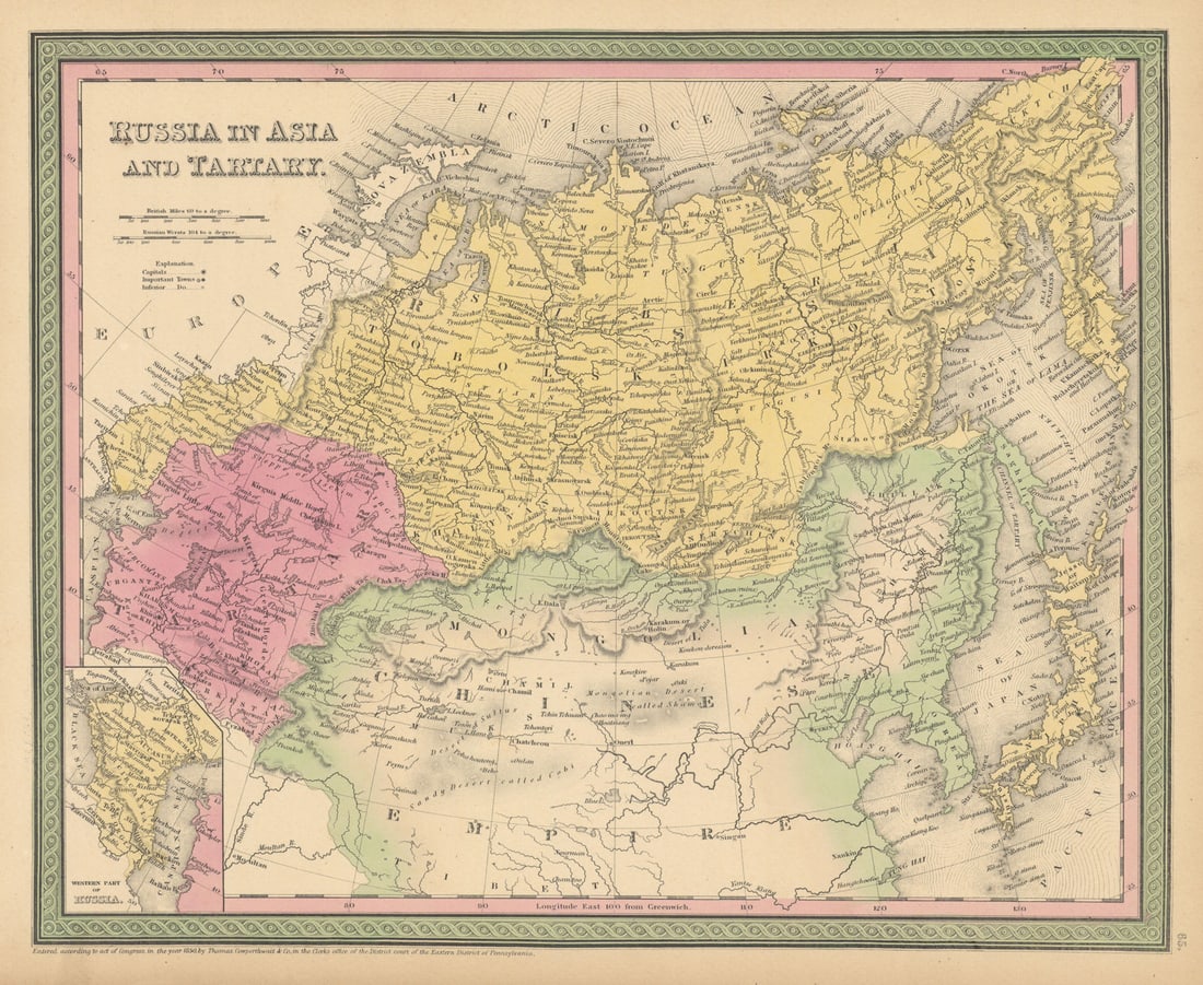 Russia in Asia and Tartary. Central Asia Siberia. THOMAS, COWPERTHWAIT 1852 map (1 of 1)
