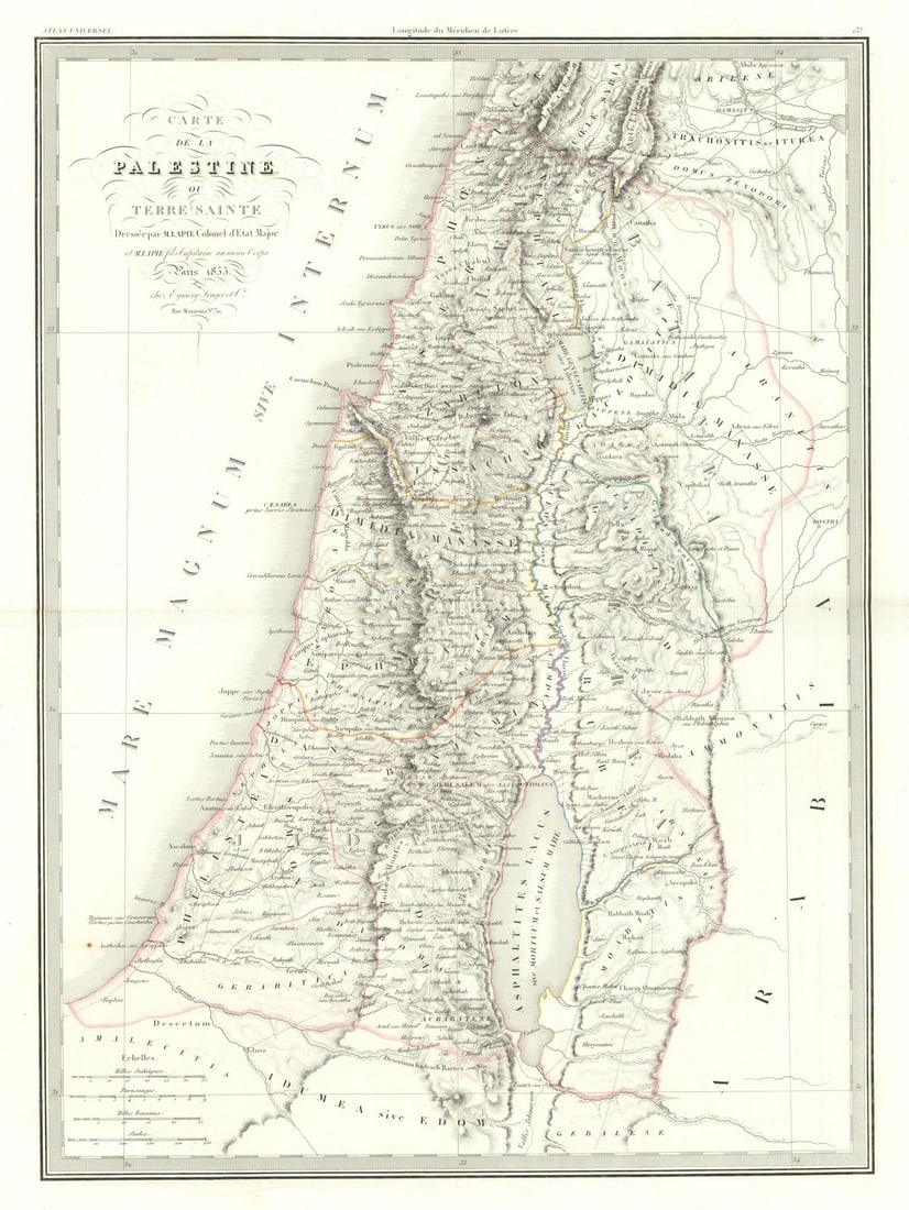 Carte de la Palestine ou Terre Sainte. Holy Land Israel. LAPIE 1833 old map: Title: Carte de la Palestine ou Terre Sainte. Holy Land Israel. LAPIE 1833 old map Description: Carte de la Palestine ou Terre Sainte [Palestine or the Holy Land]. Pierre Lapie, and Alexandre Emile La