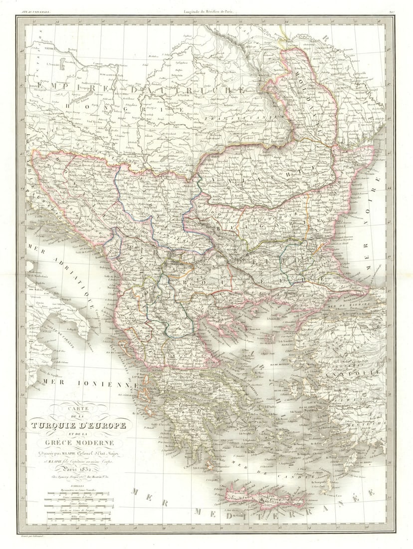 Carte de la Turquie d'Europe & Grèce moderne. Balkans & Greece. LAPIE 1832 map: Title: Carte de la Turquie d'Europe & Grèce moderne. Balkans & Greece. LAPIE 1832 map Description: Carte de la Turquie d'Europe et de la Grèce moderne [Turkey in Europe and modern Greece]. P
