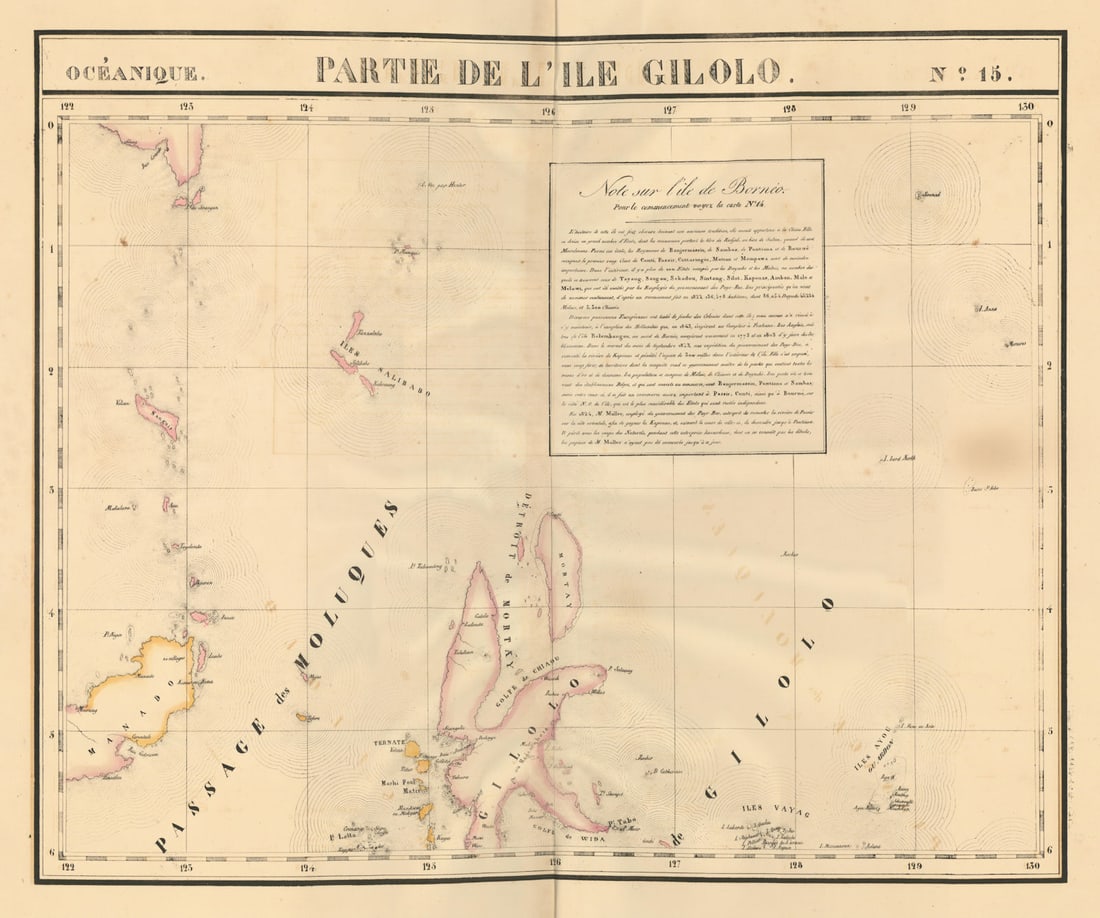 Océanique. Partie de l'Ile Gilolo #15. Halmahera & Manado. VANDERMAELEN 1827 map: Title: Océanique. Partie de l'Ile Gilolo #15. Halmahera & Manado. VANDERMAELEN 1827 map Description: Océanique - Partie de l'Ile Gilolo [Note sur l'île de Bornéo] - No. 15.