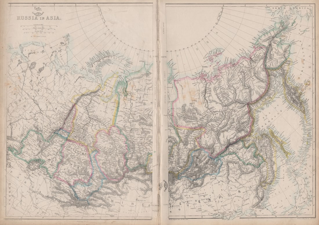 SIBERIA. 'Russia In Asia'. Shows Okrugs Oblasts Krais Republics. LOWRY 1863 map (1 of 1)