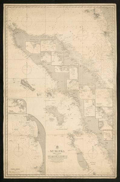 Sumatra West Coast. Achi Head - Tyingkok Bay. Admiralty sea chart 1888 old map: Title: Sumatra West Coast. Achi Head - Tyingkok Bay. Admiralty sea chart 1888 old map Description: Sumatra West Coast Sheet 1 - From Achi Head to Tyingkok Bay'. From charts published by the Netherland