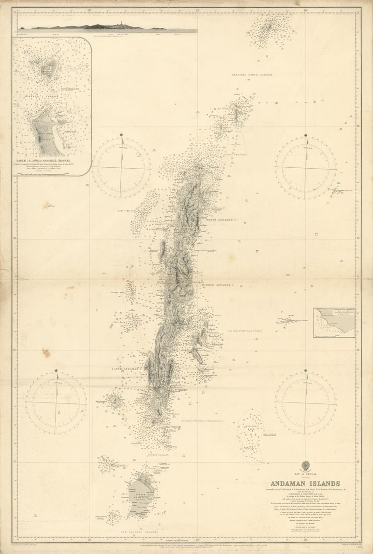 Andaman Islands. Bay of Bengal India. ADMIRALTY sea chart 1891 (1899) old map (1 of 1)