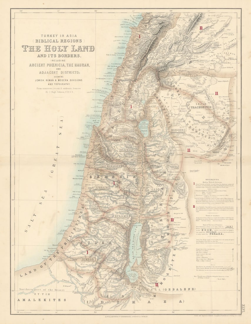 Turkey in Asia Biblical Regions. Holy Land Palestine Israel. FULLARTON c1863 map: Title: Turkey in Asia Biblical Regions. Holy Land Palestine Israel. FULLARTON c1863 map Description: Turkey in Asia (Biblical Regions). The Holy Land and Its Borders, Including Ancient Phoenicia, the