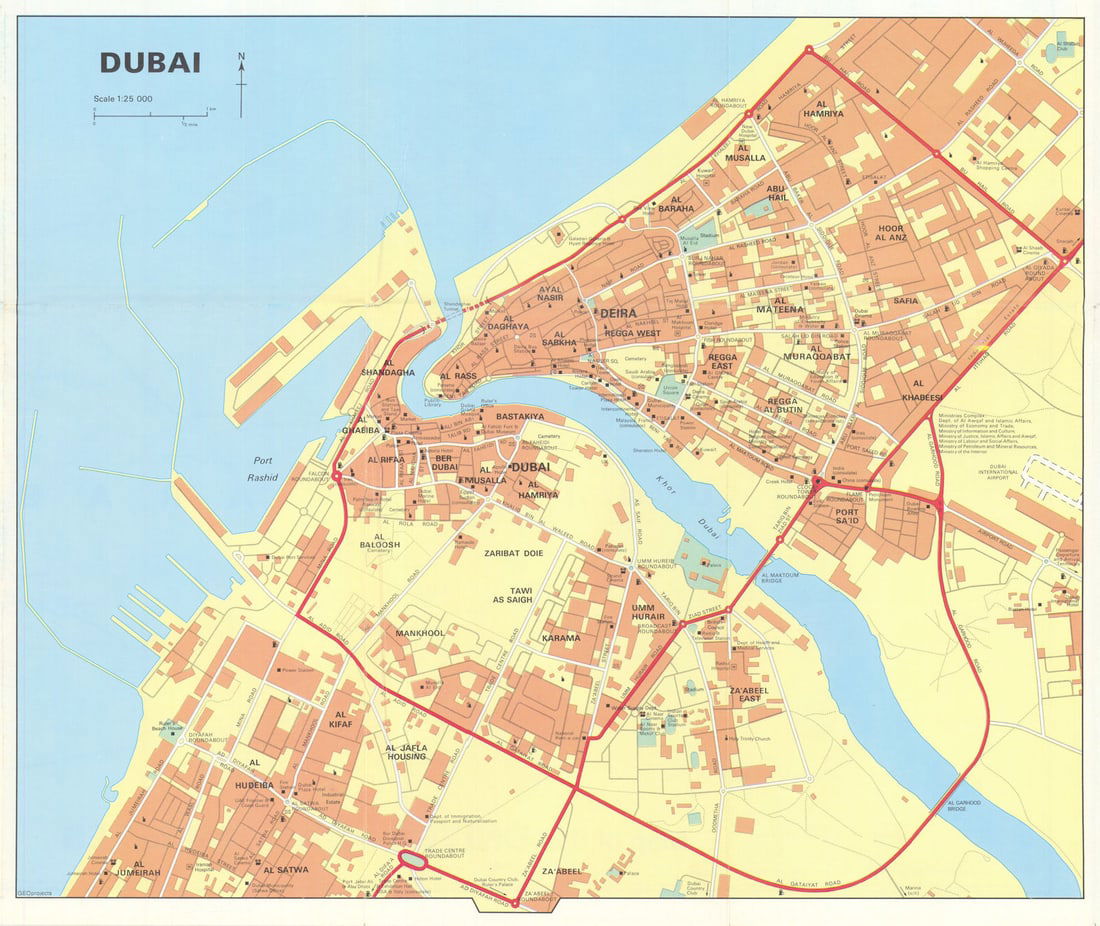 Vintage Dubai town city plan, United Arab Emirates. UAE. GEOprojects 1995 map: Title: Vintage Dubai town city plan, United Arab Emirates. UAE. GEOprojects 1995 map Description: Dubai' by GEOprojects. Published [Undated but Worldcat says this edition was published in 1995].