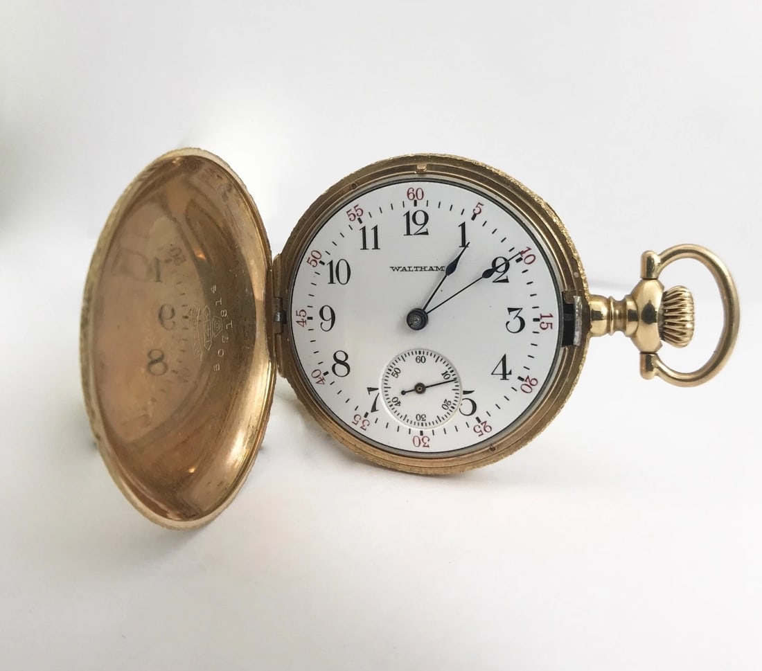 Antique Waltham Ornate Pocket Watch 14K Yellow Gold, 1900-1910, 35 mm, 38.8 Gram - 8