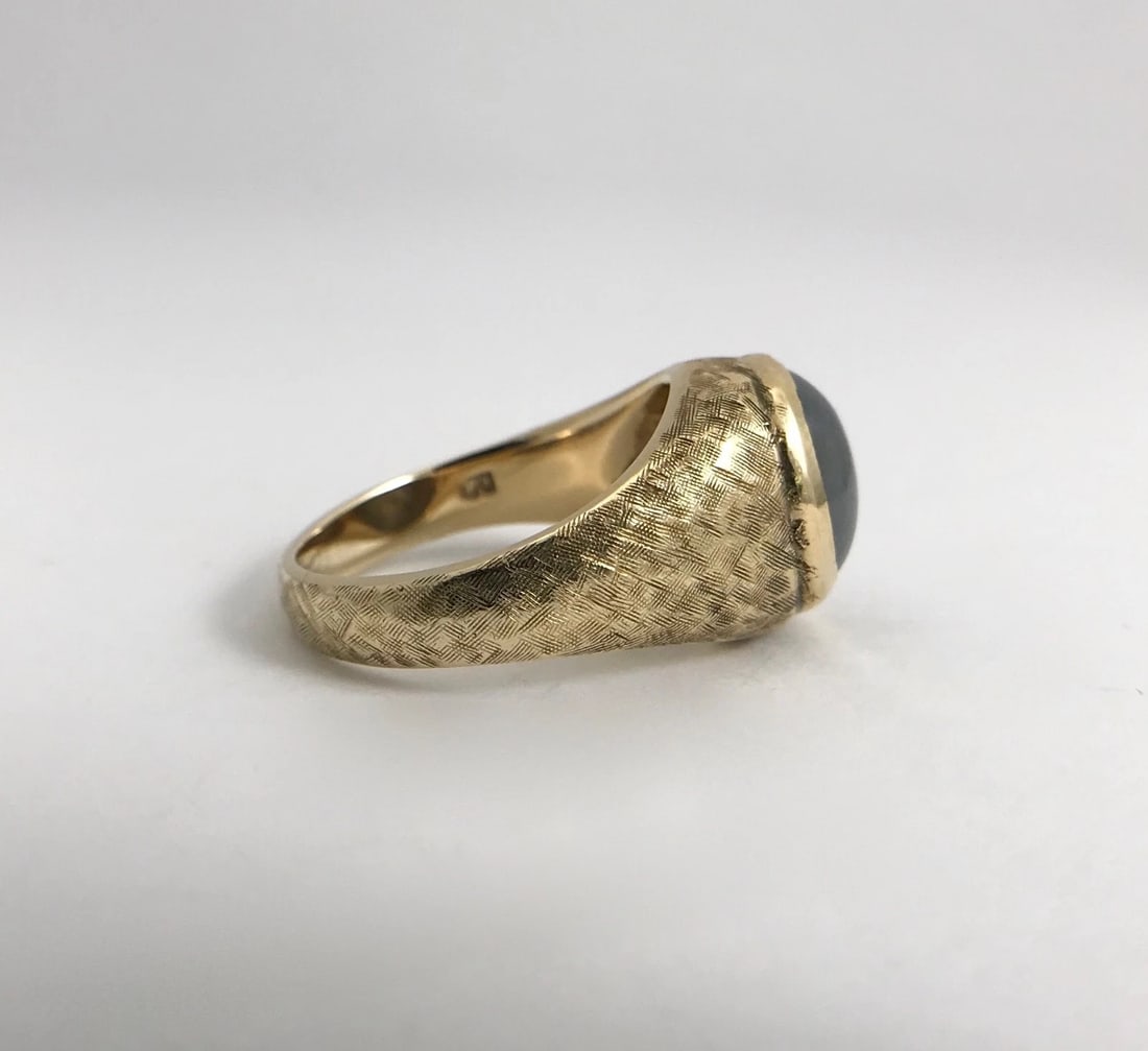 Vintage 1960's Handmade Oval Star Sapphire Ring 14K Yellow Gold, 11.95 Grams - 8