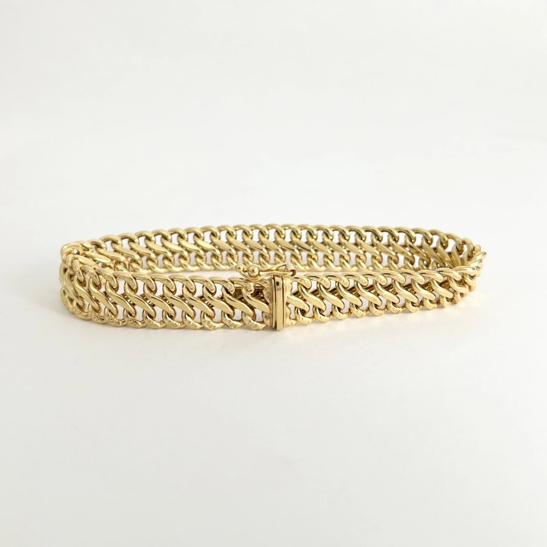 Vintage 1960's Italian Wide Woven Chain Bracelet 14K Yellow Gold 7 Inch, 8.66 Gr - 7