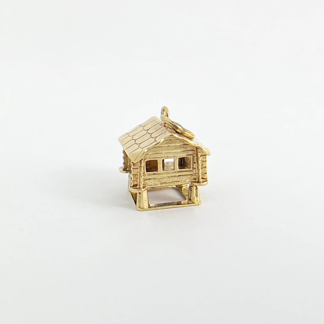 Vintage 1950's Log Cabin House Charm 18K Yellow Gold, 3.01 Grams - 7