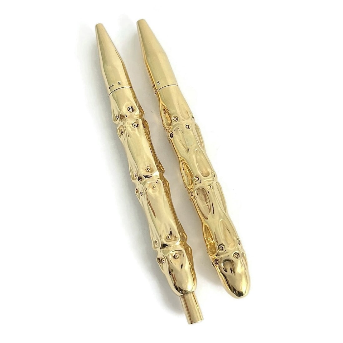 Vintage 1940's Louis Tamis Bamboo Pen and Pencil Set 14K Yellow Gold, 52.11 Gram - 2