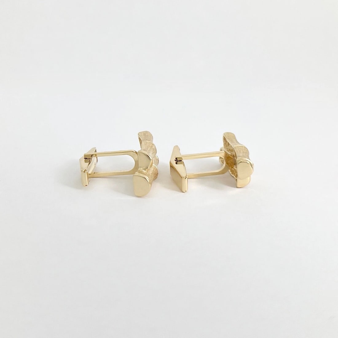 Vintage 1960's Textured Bamboo Cufflinks 14K Yellow Gold, 12.46 Gr - 7