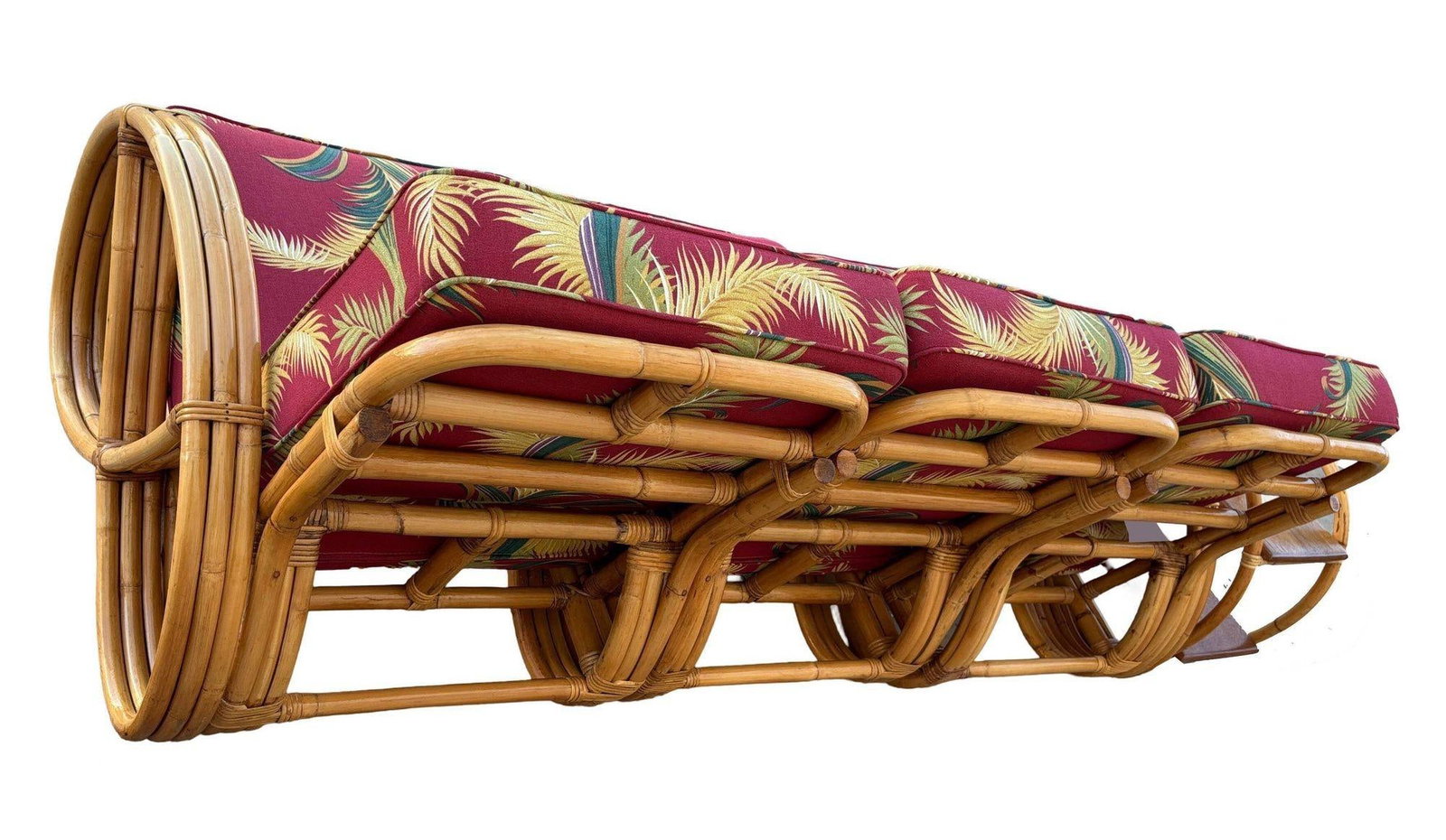 Restored Rattan 3-Strand Full Round Pretzel Sofa & Side Table Living Room Set - 5