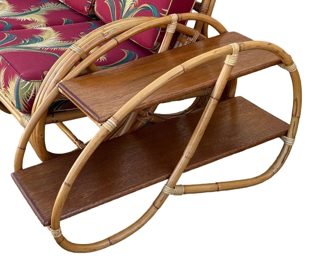 Restored Rattan 3-Strand Full Round Pretzel Sofa & Side Table Living Room Set - 6